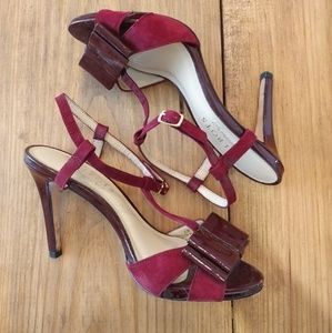 Burgundy Strappy Heels (Gen. leather!)